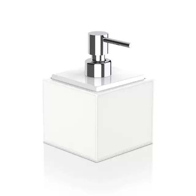 Decor Walther Brownie Дозатор для жидкого мыла, настольный, искусственная кожа, цвет: белый/хром