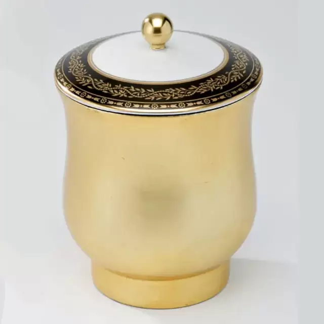 THG MARQUISE NOIR DECOR OR Китайская лакированная коробка с белой керамической крышкой &Oslash;126 мм., middle size, декор черный/золото, цвет: золото