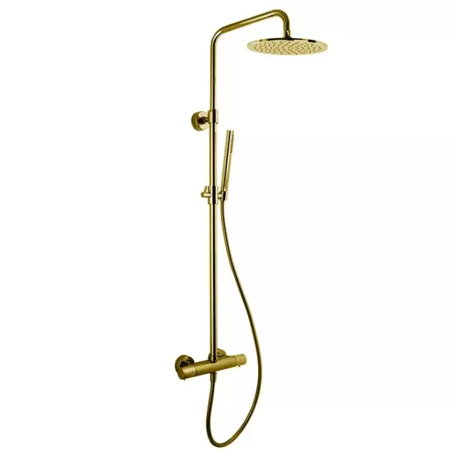 Fima Carlo Frattini Colonne doccia Душевая стойка, верхний душ 25см., с термостатическим смесителем, держателем и ручным душем, цвет: золото