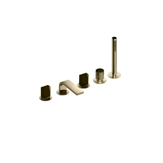 Fantini Venezia In Смеситель для ванны, набортный, 5 отв., излив: 160 мм, цвет: Matt British Gold PVD