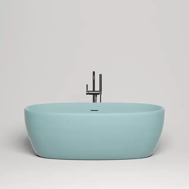 Salini Luce Ванна отдельностоящая 170х85х58cм., донный клапан "Up&Down", сифон, слив-перелив, материал: S-stone, цвет: Pastel turquoise матовый