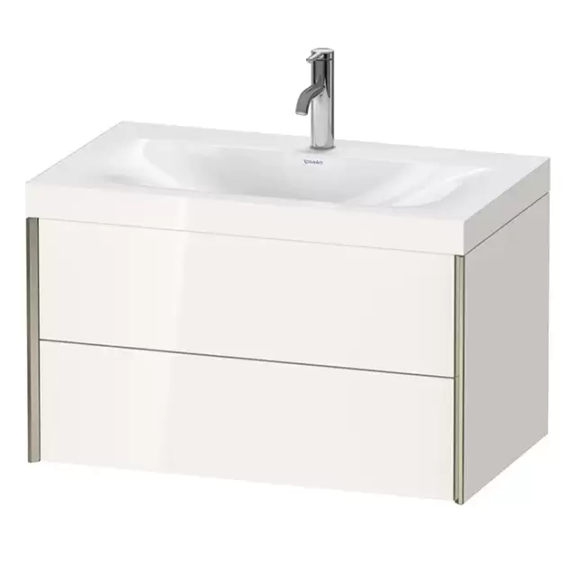 Duravit XViu Тумба подвесная 80x48x50.3см, с раковиной без перелива, с 1 отв под смес, 2 ящика, цвет: белый глянцевый/champagne matt