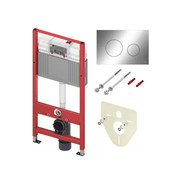 TECEbase 2.0 модуль (4в1): инсталляция TECEBase, шпильки к стене, звукоизоляция 9200010 и клавиша 9240921 хром глянцевый
