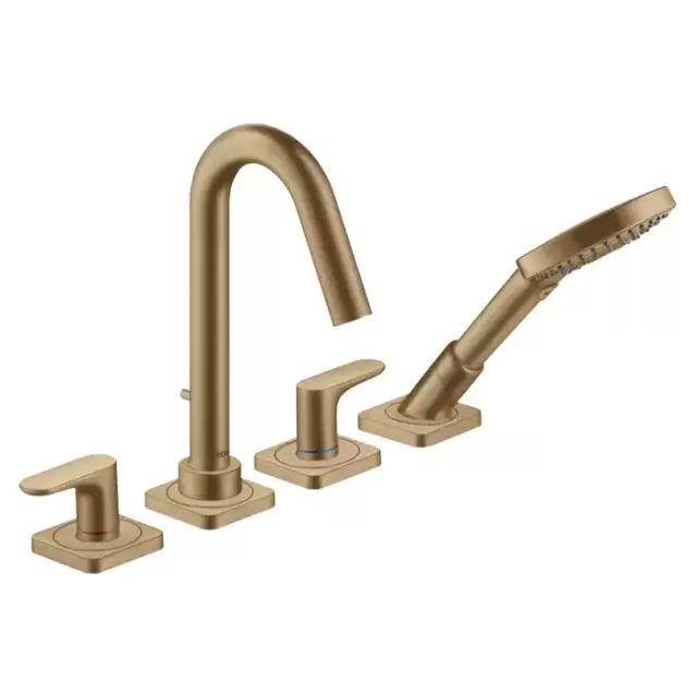 Axor Citterio M Смеситель на борт ванны, на 4 отв., с ручным душем, цвет: шлифованная бронза