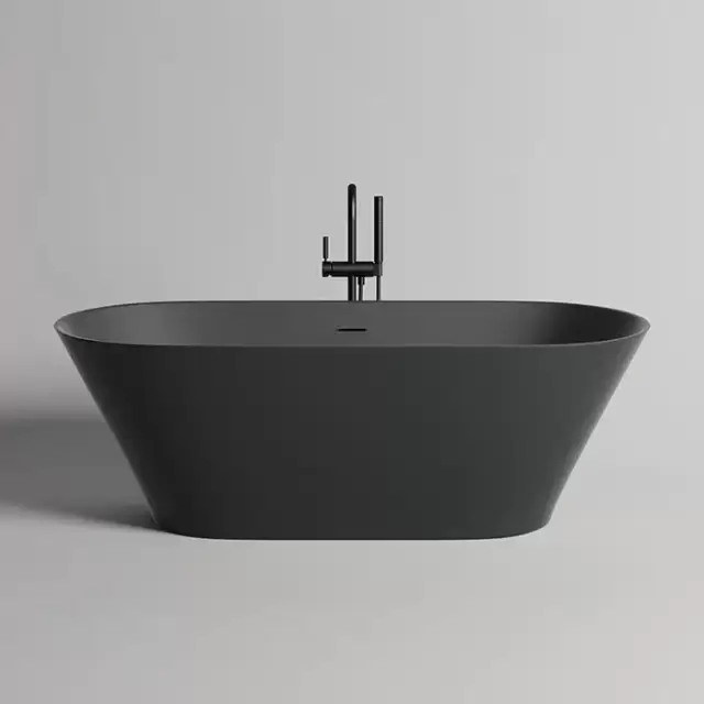 Salini Mona Ванна отдельностоящая 180х80х59.5см, донный клапан "Up&Down", сифон, слив-перелив, материал: S-Stone, цвет: RAL 9011