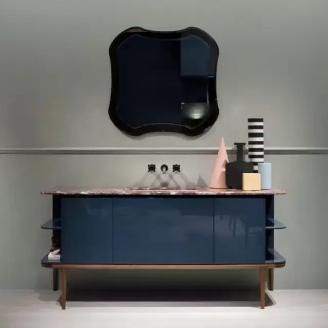 Antonio Lupi ILBagno Комплект мебели: тумба напольная с раковиной 180x54см, мраморная столешница, зеркало, цвет: Strada lucido/Rose/хром