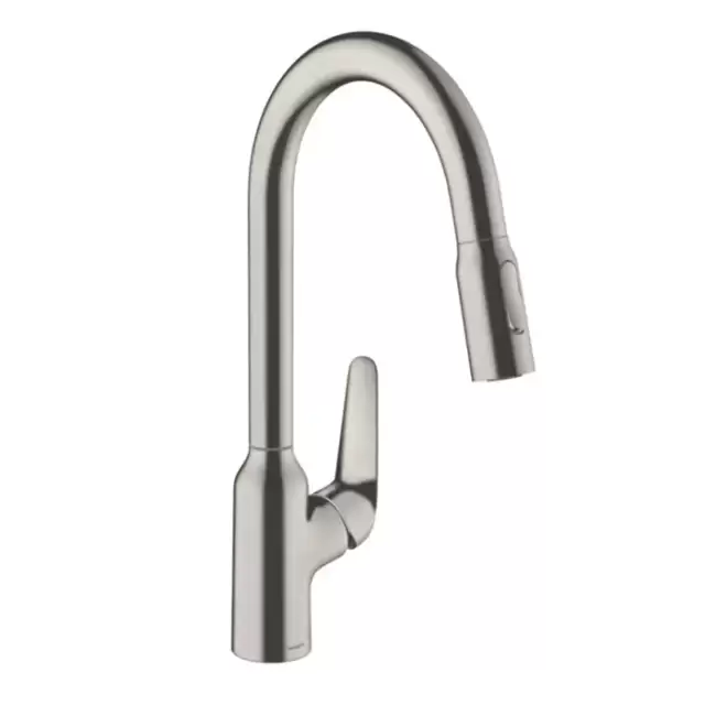 Hansgrohe Focus Кухонный смеситель, на 1 отв., с выдвижным изливом, изилв: 22см., цвет: полированная сталь