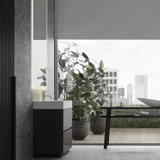 NOORTH milldue edition ZENIT Комплект мебели 63см в матовом лаке, с раковиной из CRISTALPLANT, зеркалом с 4-х сторонней подсветкой, напольный, Цвет: Grafite-33