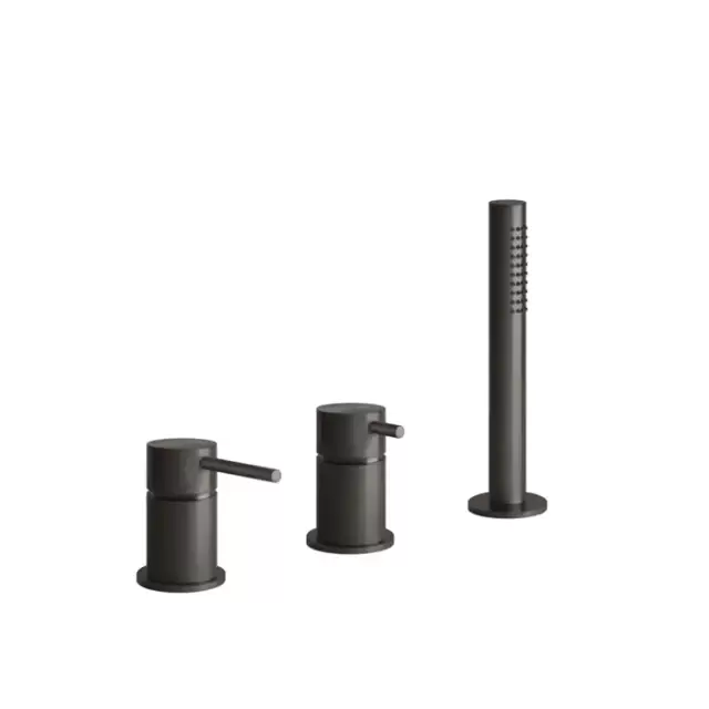 Gessi 316 Смеситель для ванны на 3 отв., с душевой лейкой, цвет: brushed black metal pvd