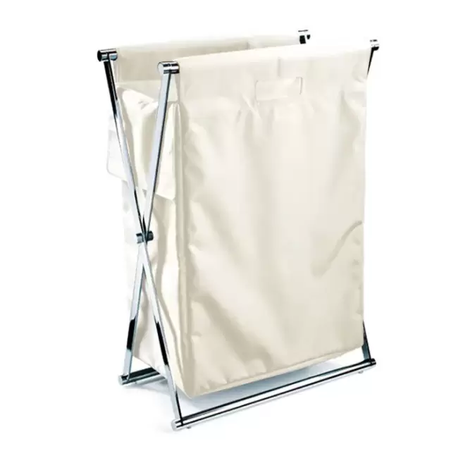 Decor Walther Cross WB Корзина для белья 58.5x32x82см, напольная, цвет: хром / белый