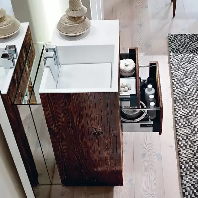 NOORTH milldue edition TOUCH Комплект мебели 100х48х88см, напольный, 3 ящика, слив в стену, смеситель H2O, раковина Milltek, цвет: Abete Nero