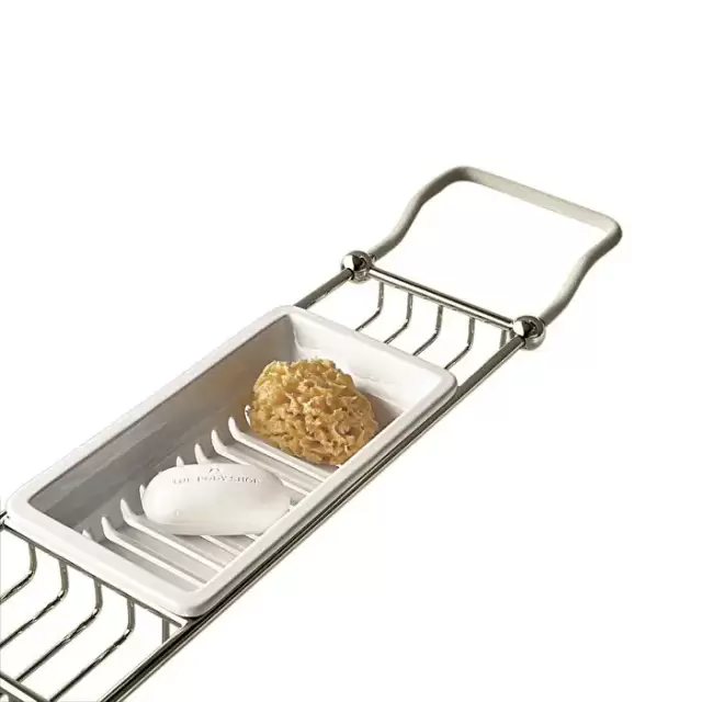 Devon&Devon Grace Полка поперечная для ванны, белая керамика, подвесной, цвет: никель блестящий