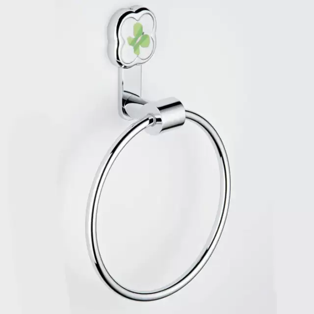 THG CAPUCINE VERT DECOR PLATINE Полотенцедержатель-кольцо 18см., декор зеленый, цвет: хром