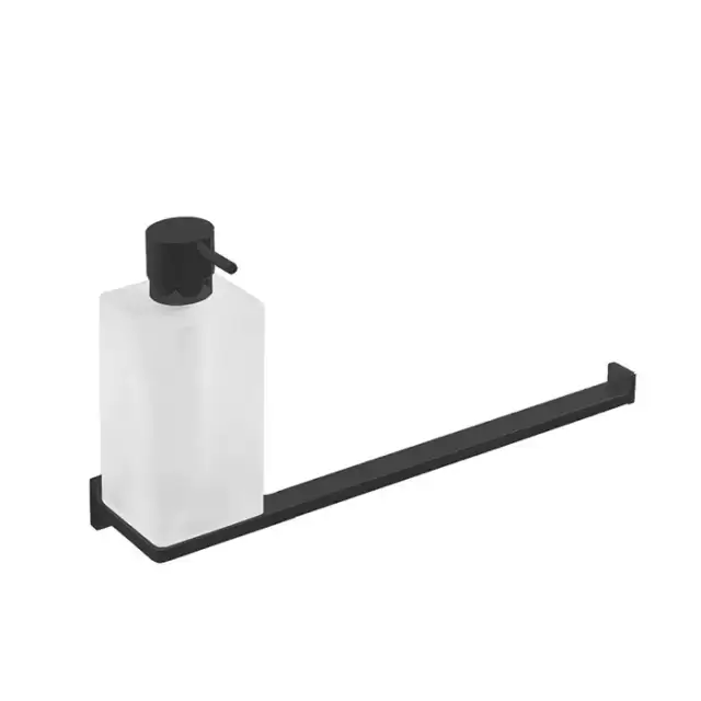 Colombo Look Дозатор для жидкого мыла с полотенцедержателем, подвесной, цвет: чёрный матовый/матовое стекло