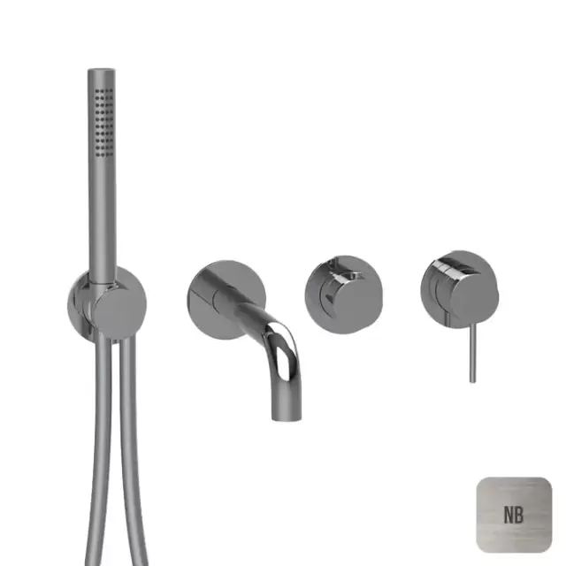 Almar Modular Смеситель для ванны, настенный, с ручным душем и шлангом, цвет: Nichel Brushed