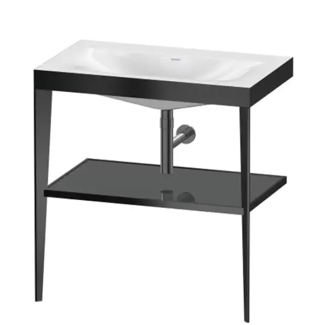 Duravit XViu Консоль напольная, 80x48x85см, с полкой, с раковиной без перелива, без отв., цвет: black matt/black high gloss lacquer