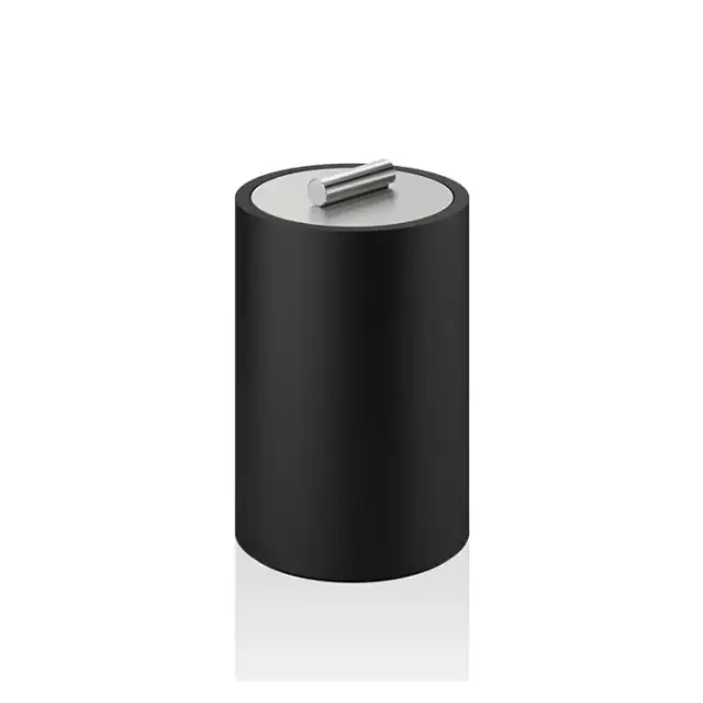 Decor Walther Black Stone DMD L Баночка универсальная 16x10см, настольная, крышкой, цвет: черный матовый / сталь матовая