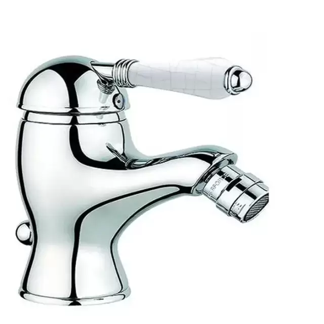 Nicolazzi P.m. Blanc A Смеситель для биде, на 1 отв, с донным клапаном, излив: 107 мм, ручки состаренная керамика, цвет: хром