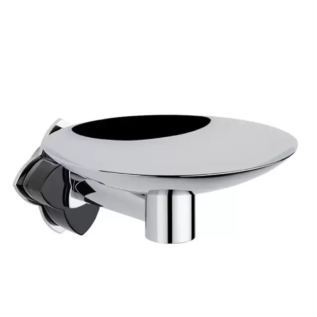 THG Petale de Cristal noir Мыльница металлическая &oslash; 15см., подвесная, цвет: хром/черный хрусталь