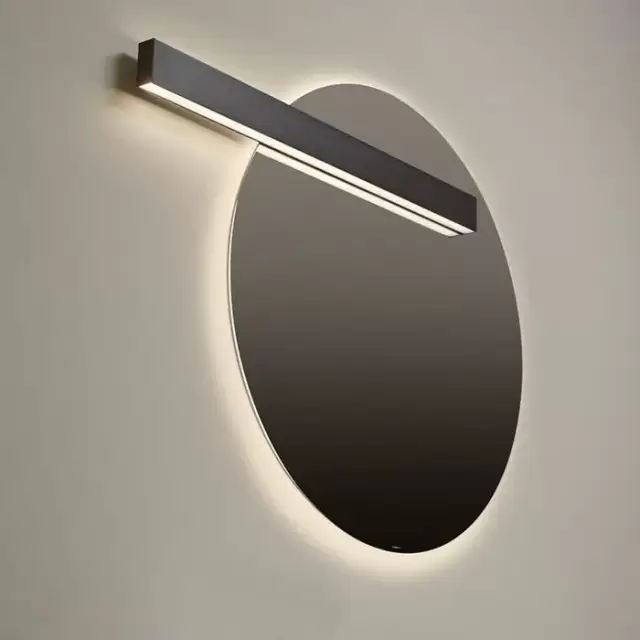 Antonio Lupi Circus Зеркало &Oslash;108cм., с белой светодиодной подсветкой, с блестящей кромкой, с левосторонним светильником LUCENTE, на раме