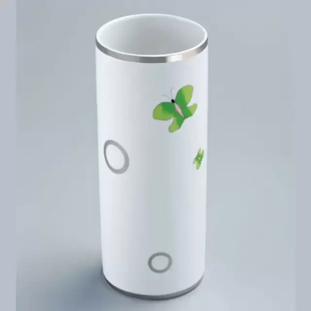 THG CAPUCINE VERT DECOR PLATINE Ваза керамическая, настольная, декор платина/зеленый, цвет: белый