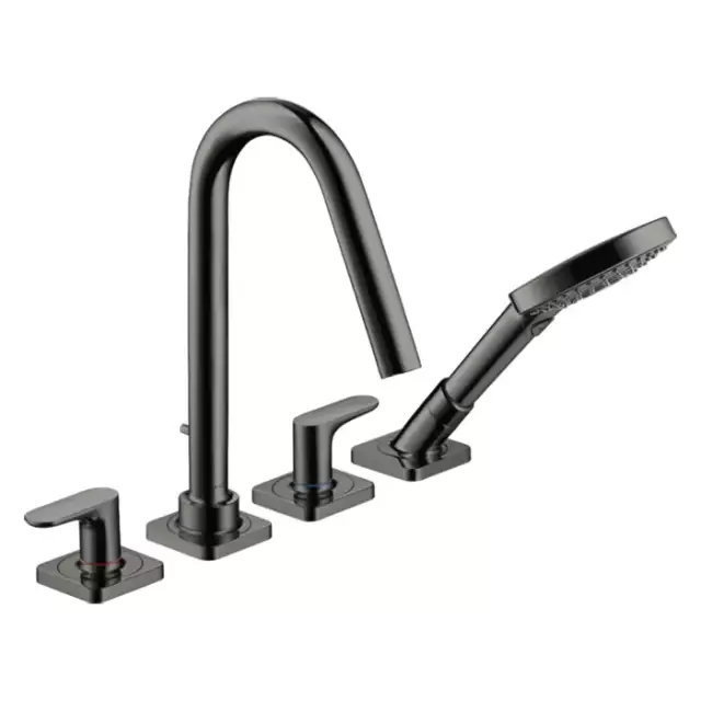 Axor Citterio M Смеситель для ванны, на 4 отв., с ручным душем, цвет: полированный черный хром