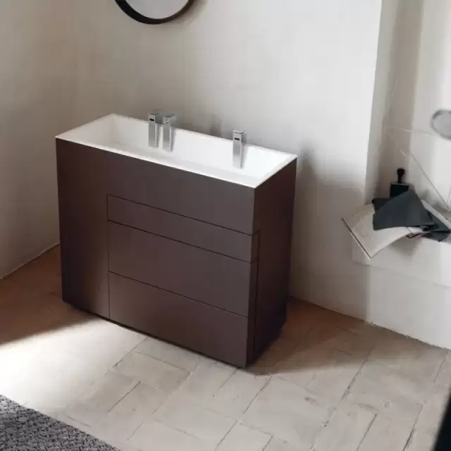 NOORTH milldue edition TOUCH Комплект мебели 100х40х88см, напольный, 3 ящика, слив в пол, раковина Milltek, смеситель H2O, цвет: Fango матовый