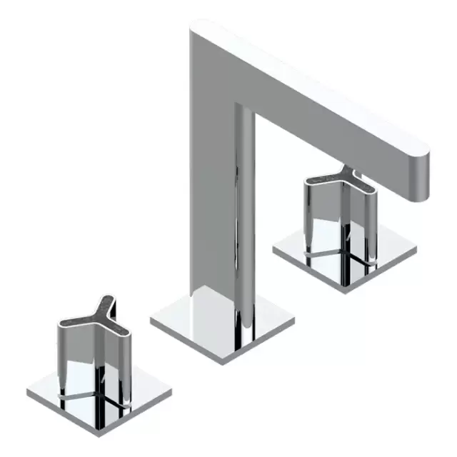 THG ICON-X CARBONE GOLD Смеситель для раковины, 3 отв., с донным клапаном, цвет: хром
