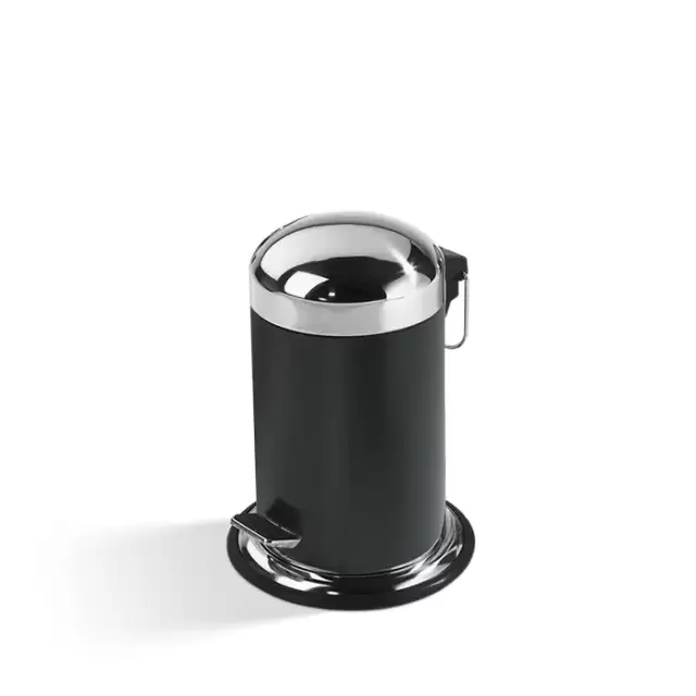 Decor Walther TE 30 Ведро 17xh31см, с педалью и крышкой, напольное, цвет: черный / сталь полированная
