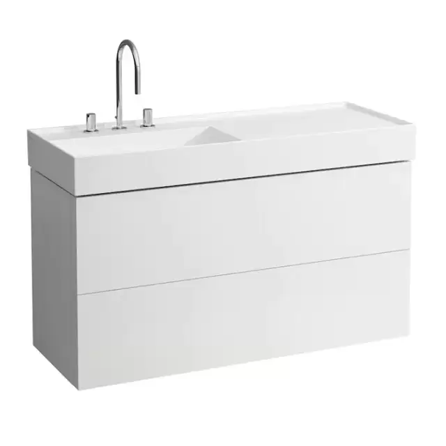 Laufen Kartell Тумба с раковиной, 118х45х60см., с 2 выдвиж. ящиками, с сифоном, с полочкой справа, цвет: белый матовый