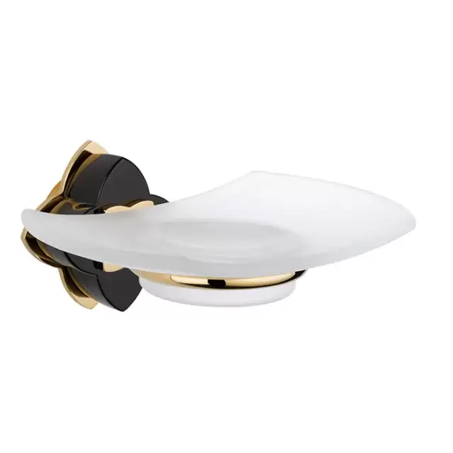 THG Pétale de cristal noir Мыльница стеклянная, подвесная, цвет: золото/черный хрусталь