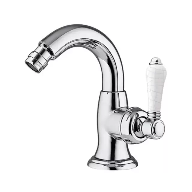 Nicolazzi P.m. Blanc A Смеситель для биде, на 1 отв, с донным клапаном, излив: 132 мм, ручки состаренная керамика, цвет: хром