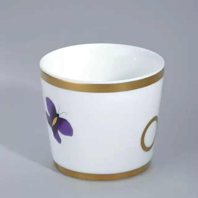 THG CAPUCINE MAUVE DECOR OR Китайская лакированная коробка с белой керамической крышкой &Oslash;126 мм., middle size, декор золото/лиловый, цвет: золото