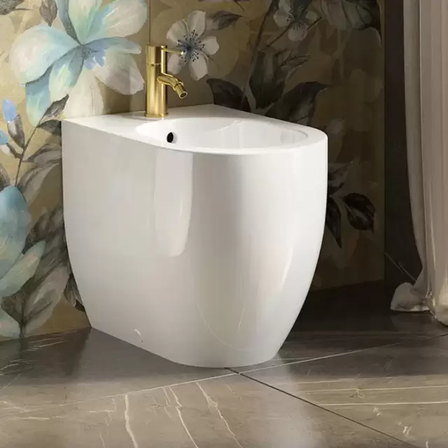 Kerasan Flo биде напольное приставное 55х37см, с 1 отв., цвет: белый