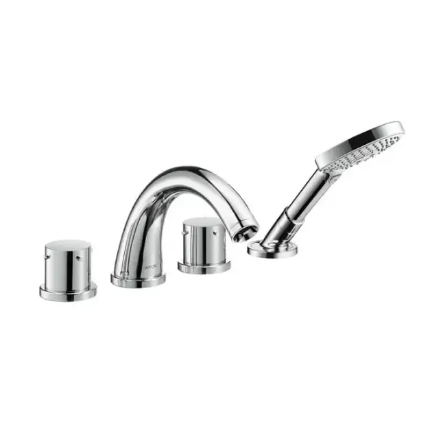 Axor Starck, Смеситель для ванны, на 4Axor Starck, отверстия, монтаж на плитку, внешняя часть, цвет: хром