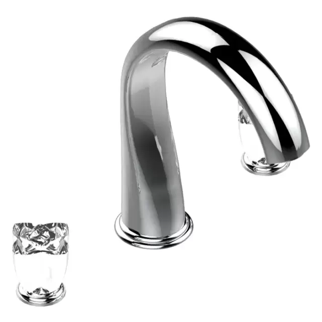 THG Pуtale de cristal clair Смеситель для ванны, 3 отв., цвет: хром/прозрачный хрусталь