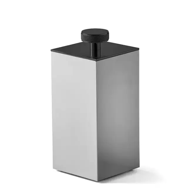 3SC Metal Quadra Баночка универсальная, 7х7хh16см, с крышкой, настольная, цвет: черный матовый