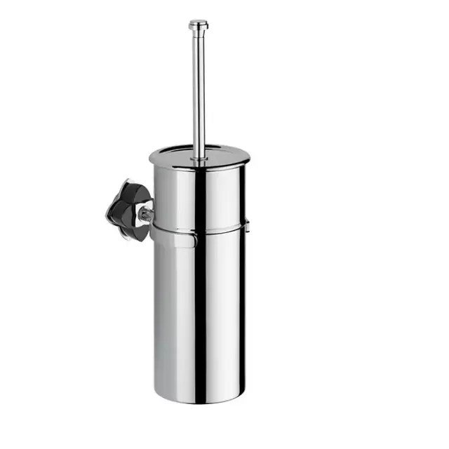 THG Pétale de cristal noir Ёршик для туалета, подвесной, цвет: хром/черный хрусталь