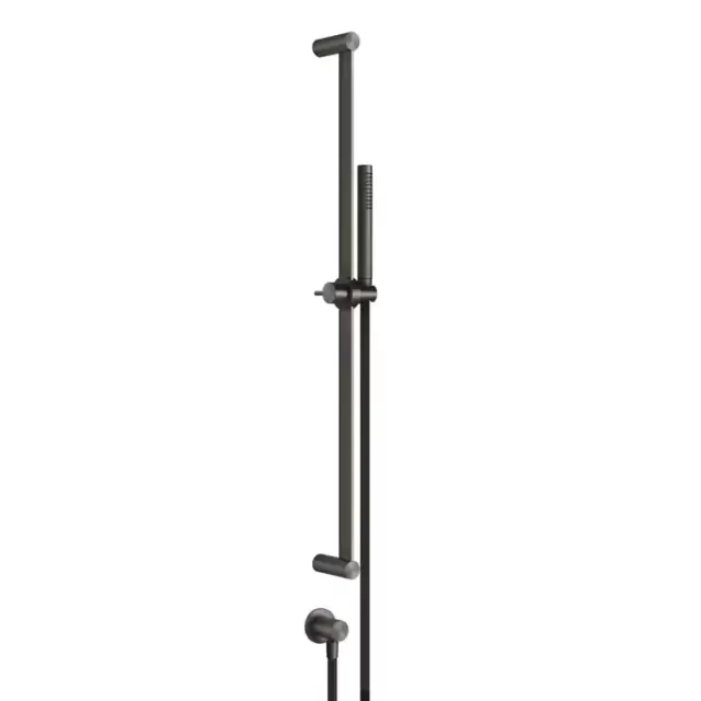 Gessi 316 Штанга в комплекте с душевой лейкой с легкой очисткой, шланг 1,50 м, вывод воды из стены, цвет: brushed black metal pvd