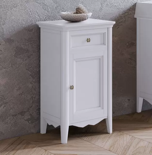 TW Veronica Nuovo тумба напольная с 1-й дверцей, 1-м выдвижным ящиком, доводчиками Blum, , ручки бронза,  DX - петли справа, цвет: белый