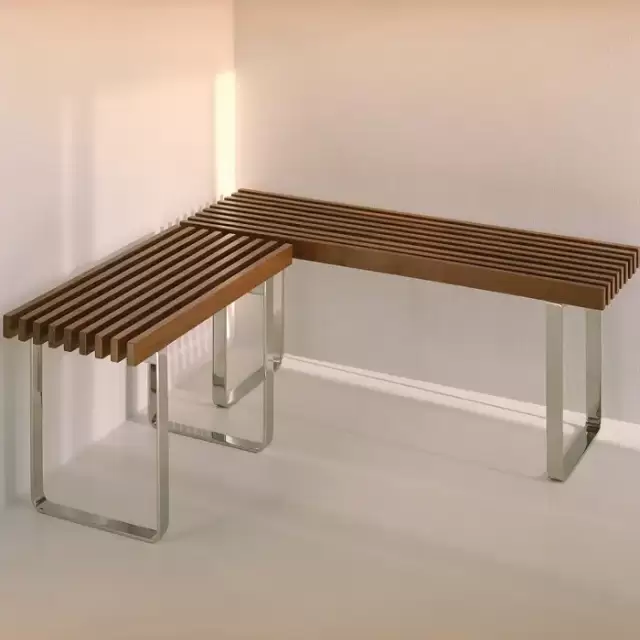 Eﬀegibi Topkapi Скамейка 115x35x44см, цвет:нержавеющая сталь/бирманский тик