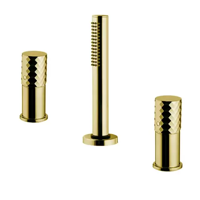 Fima Carlo Frattini Spillo Tech Смеситель на борт ванны, на 3 отв., с ручным душем., цвет: золото