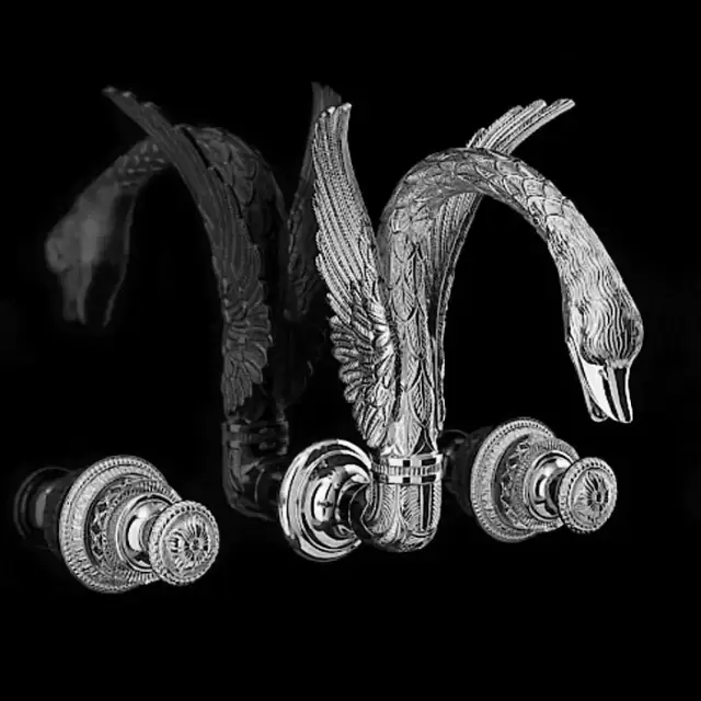 Devon&Devon Excelsior Swan Смеситель для раковины на три отверстия для настенного монтажа, цвет: хром