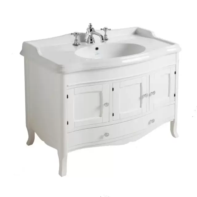 SIMAS Arcade комплект мебели  Тумба  с изогнутыми дверцами (ручки и петли цвет хром) раковина AR874, 105см, напольный, Цвет: белый