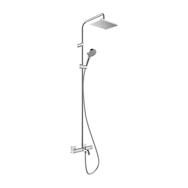Hansgrohe Vernis Shape Душевая стойка с верхним душем 230 1jet с термостатом для ванны, EcoSmart, цвет: хром