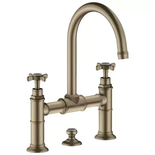 Axor Montreux, Смеситель для раковины 220,с двумя рукоятками, с донным клапаном,  цвет: никель шлифованный