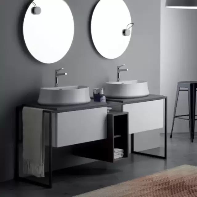 SIMAS Frame Комплект мебели с 2 ящиками и открытым элементом, 181x57xh72см, напольный, Цвет: серый ясень/белый