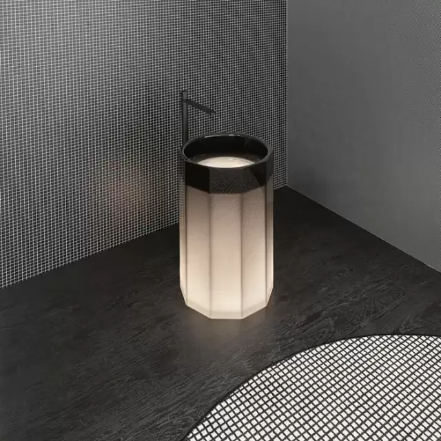 Antonio Lupi Vitreo Раковина напольная &Oslash;50х85см, с подсветкой LED, слив в пол, Cristalmood, пьедестал матовый, цвет: Fume