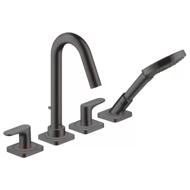 Axor Citterio M Смеситель на борт ванны, на 4 отв., с ручным душем, цвет: шлифованный черный хром