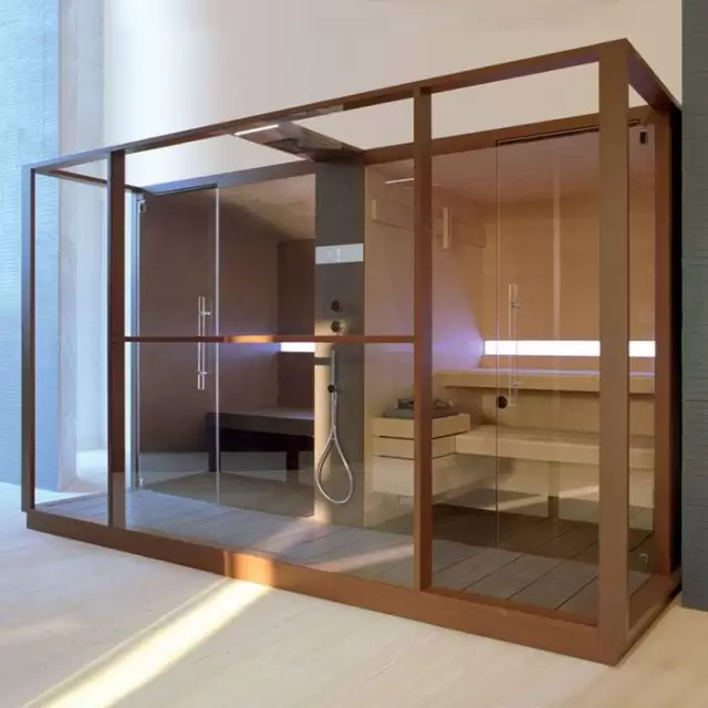 Effegibi Logica Сауна с хаммам и душем 373x250x226см, угловая DX, цвет: Soft Sand